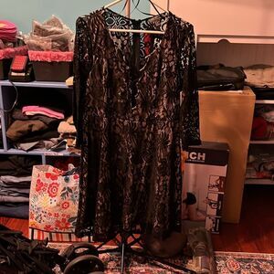 Forever 21 Lace up front Black Dress 1X